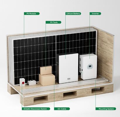 Sistema completo di energia solare ibrida 3 fase 3KW -30KW Sistema di alimentazione a pannelli solari ibridi
