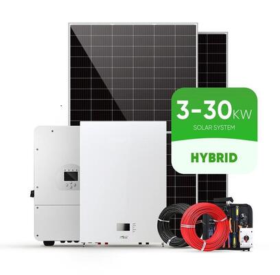 Sistema completo di energia solare ibrida 3 fase 3KW -30KW Sistema di alimentazione a pannelli solari ibridi