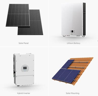Sistema completo di energia solare ibrida 3 fase 3KW -30KW Sistema di alimentazione a pannelli solari ibridi