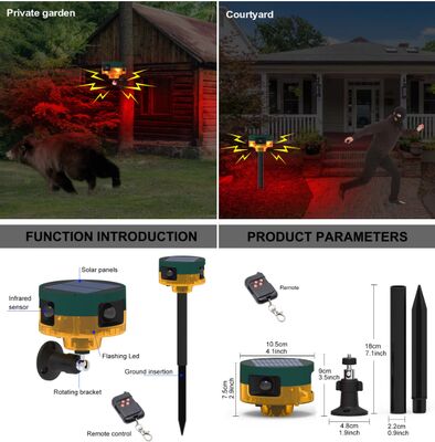 Lumiera elettrica a energia solare ricaricabile per abbaiare i cani, dissuasivo ad ultrasuoni, repellente per animali
