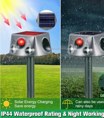 Ripellente solare per animali a ultrasuoni per correre cervi 6 modalità Ripellente con sensore di movimento e luce lampeggiante