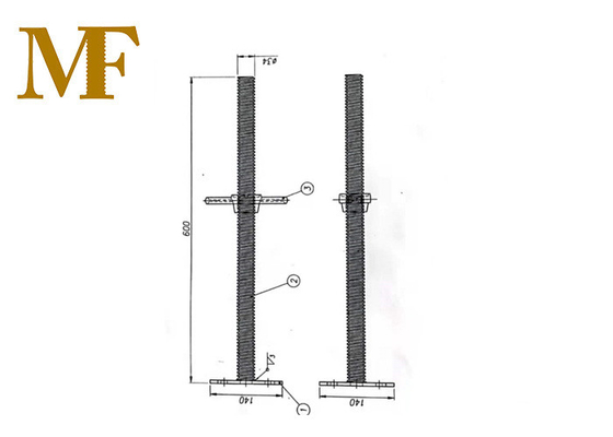 vite senza cuciture Jack Base dell'impalcatura della metropolitana d'acciaio di 34*600mm