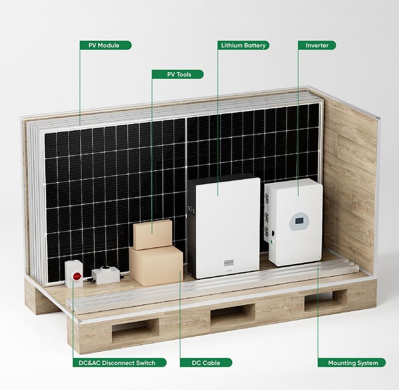 Sistema completo di energia solare ibrida 3 fase 3KW -30KW Sistema di alimentazione a pannelli solari ibridi